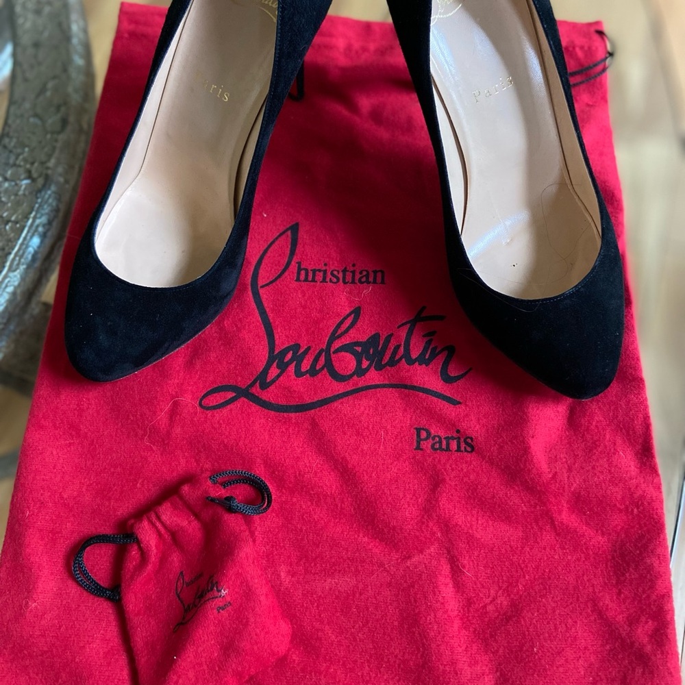 Classic Christian Louboutin Black Suede  4”heel